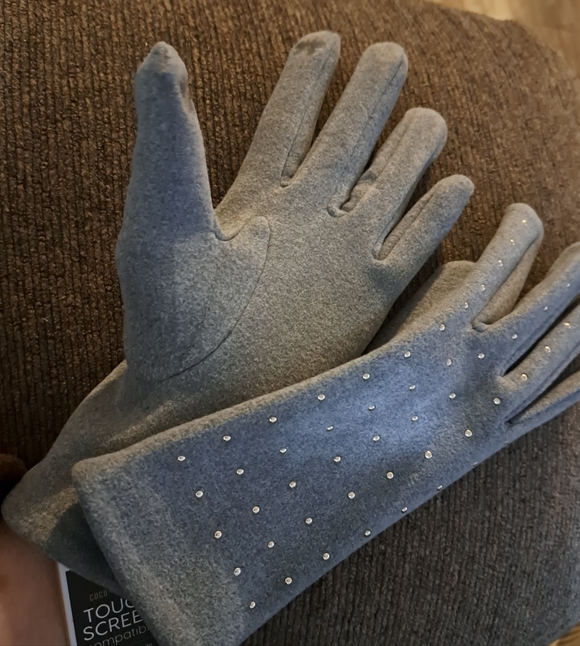 Coco + Carmen Gray Gloves with Gold Accents Women's One Size - Picture 4 of 7